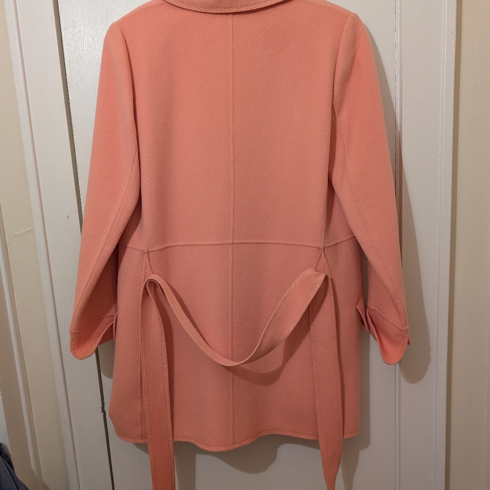 Ellen Tracy Coral Wool Blend Tie Coat Size S - Picture 2 of 10